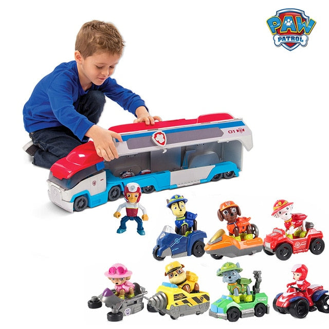 PAW PATROL Toys Sets Pull Back Car Patrulla Canina Puppy dog Rescue Team cars Lookout Tower with music for kids Christmas gifts