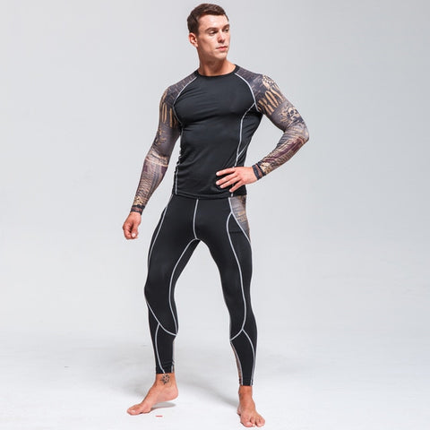 High Quality Men's Thermal Underwear Set    Gym Quick-drying Tights      Riding Clothes   New Warm Ski Underwear Sport suit  4XL