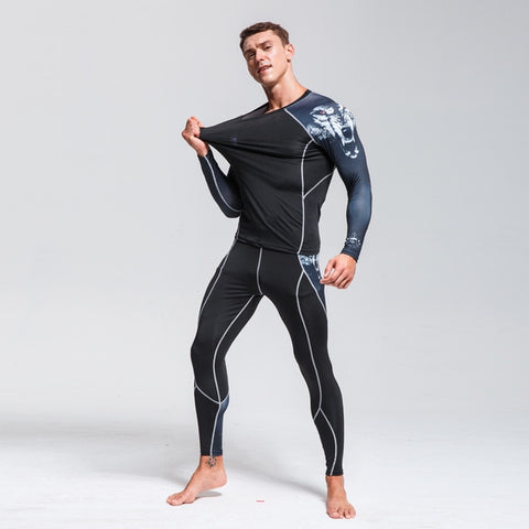 High Quality Men's Thermal Underwear Set    Gym Quick-drying Tights      Riding Clothes   New Warm Ski Underwear Sport suit  4XL