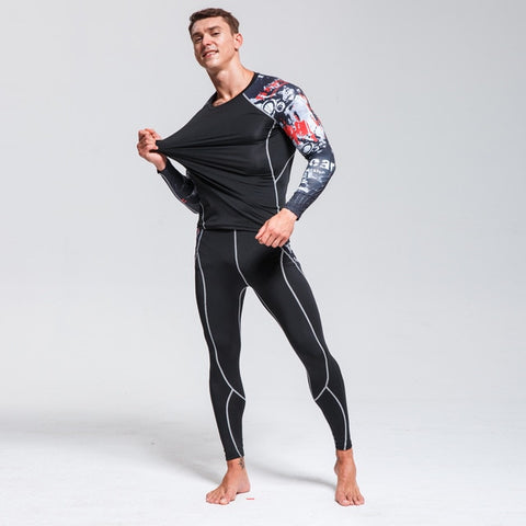 High Quality Men's Thermal Underwear Set    Gym Quick-drying Tights      Riding Clothes   New Warm Ski Underwear Sport suit  4XL