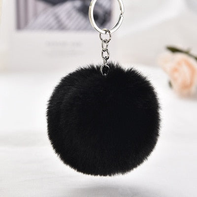 8cm Rsimulation Abbit Fur Ball Fluffy Pom Pom Keychains Keyring PomPom Car Key Chain for Llavero Women Charm Bags Accessories