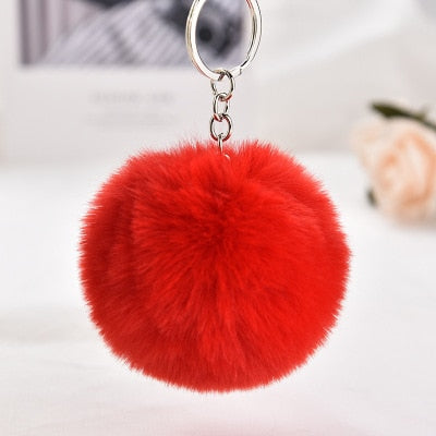 8cm Rsimulation Abbit Fur Ball Fluffy Pom Pom Keychains Keyring PomPom Car Key Chain for Llavero Women Charm Bags Accessories