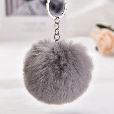 8cm Rsimulation Abbit Fur Ball Fluffy Pom Pom Keychains Keyring PomPom Car Key Chain for Llavero Women Charm Bags Accessories