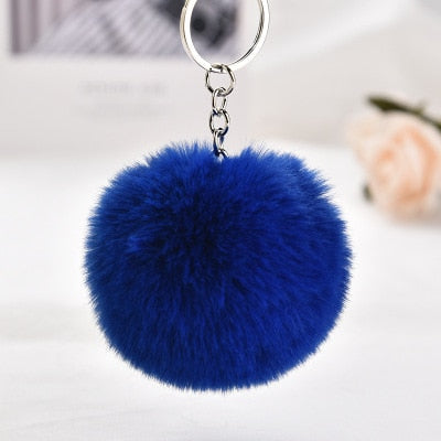 8cm Rsimulation Abbit Fur Ball Fluffy Pom Pom Keychains Keyring PomPom Car Key Chain for Llavero Women Charm Bags Accessories