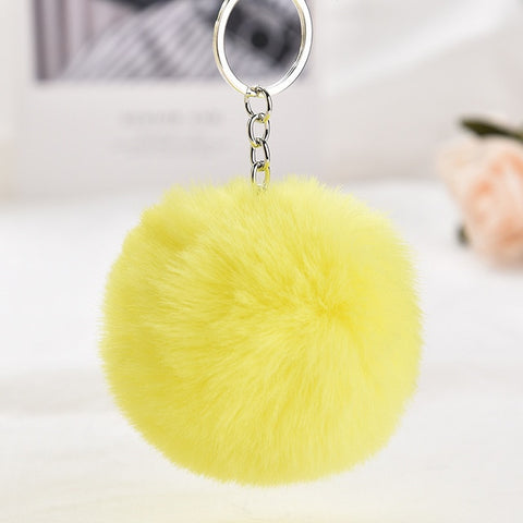 8cm Rsimulation Abbit Fur Ball Fluffy Pom Pom Keychains Keyring PomPom Car Key Chain for Llavero Women Charm Bags Accessories