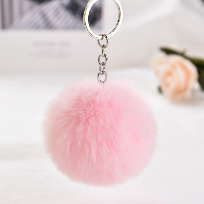 8cm Rsimulation Abbit Fur Ball Fluffy Pom Pom Keychains Keyring PomPom Car Key Chain for Llavero Women Charm Bags Accessories