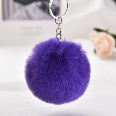 8cm Rsimulation Abbit Fur Ball Fluffy Pom Pom Keychains Keyring PomPom Car Key Chain for Llavero Women Charm Bags Accessories