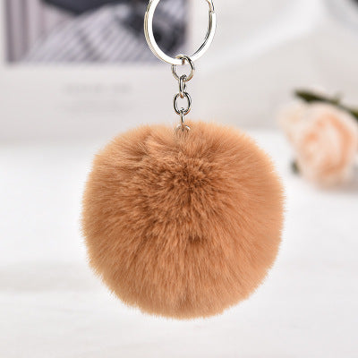 8cm Rsimulation Abbit Fur Ball Fluffy Pom Pom Keychains Keyring PomPom Car Key Chain for Llavero Women Charm Bags Accessories