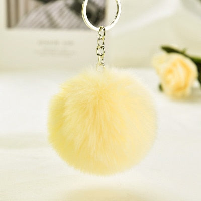 8cm Rsimulation Abbit Fur Ball Fluffy Pom Pom Keychains Keyring PomPom Car Key Chain for Llavero Women Charm Bags Accessories