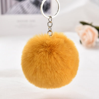 8cm Rsimulation Abbit Fur Ball Fluffy Pom Pom Keychains Keyring PomPom Car Key Chain for Llavero Women Charm Bags Accessories