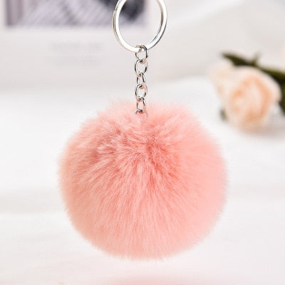 8cm Rsimulation Abbit Fur Ball Fluffy Pom Pom Keychains Keyring PomPom Car Key Chain for Llavero Women Charm Bags Accessories