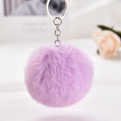 8cm Rsimulation Abbit Fur Ball Fluffy Pom Pom Keychains Keyring PomPom Car Key Chain for Llavero Women Charm Bags Accessories