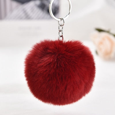 8cm Rsimulation Abbit Fur Ball Fluffy Pom Pom Keychains Keyring PomPom Car Key Chain for Llavero Women Charm Bags Accessories