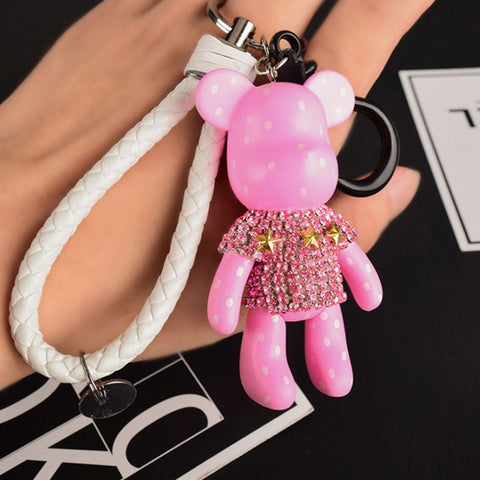 Handmade DIY Craft Rhinestone Bomgom Tassels Cartoon Popobe Gloomy Bear Keychain Cute Bag Charm Holder Cartoon Resin Key Chain