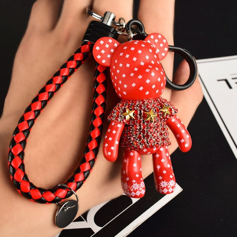 Handmade DIY Craft Rhinestone Bomgom Tassels Cartoon Popobe Gloomy Bear Keychain Cute Bag Charm Holder Cartoon Resin Key Chain