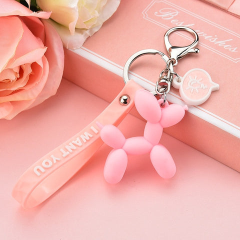 New Fashion Stereo Cute Balloon Dog Keychain Key ring Creative Cartoon Mobile Phone Bag Car Pendant Fun Keychain