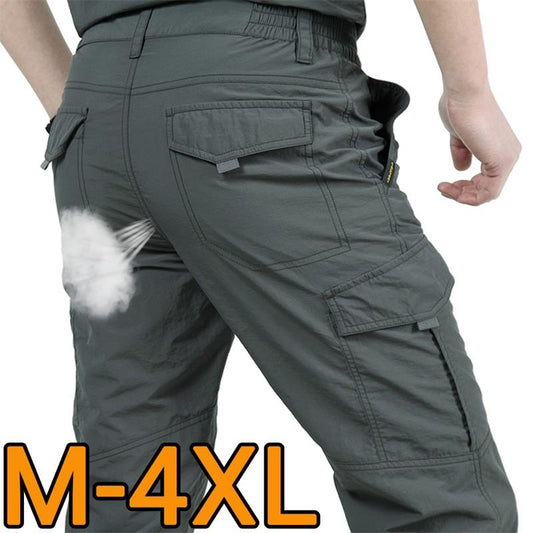 Multi Pocket Cargo Pants Men Work Breathable Quick Dry Army Men Pants Casual Summer Autumn Loose Military Tactical Trousers Male