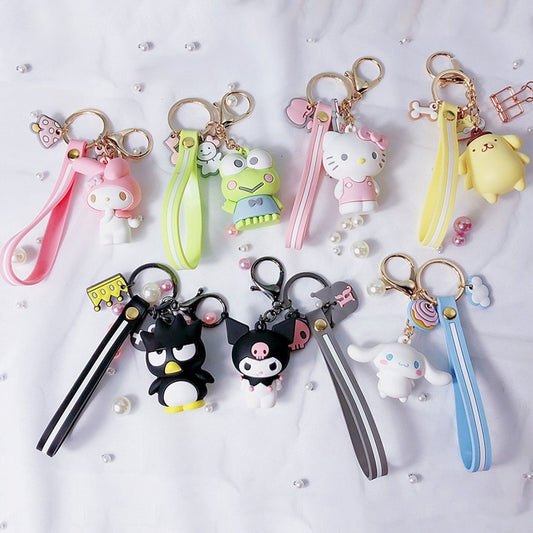 Sanrio Series My Melody Pudding Doll KT Cat Keychains Women Girls Charm Bags key chain Accessories Pendant Car New Key ring 2020