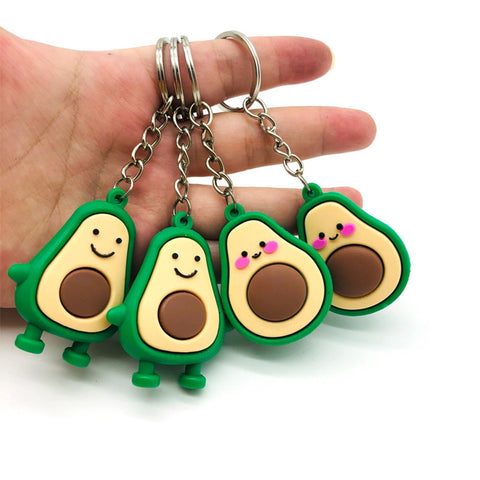 New Fashion Simulation Fruit Avocado Smile-shaped Keychain 3D Soft Resin Avocado Key Chains Jewelry Fashion Wedding Party Gift