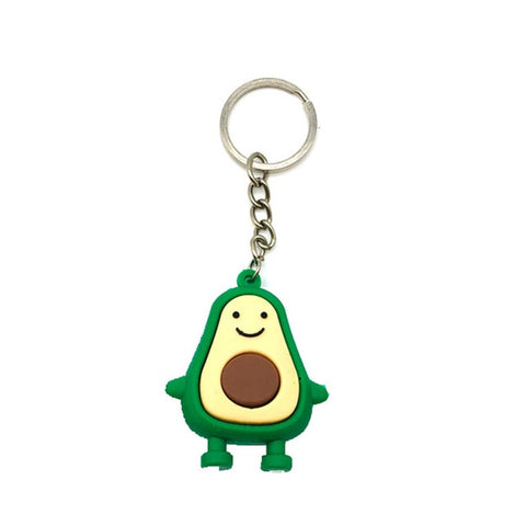 New Fashion Simulation Fruit Avocado Smile-shaped Keychain 3D Soft Resin Avocado Key Chains Jewelry Fashion Wedding Party Gift