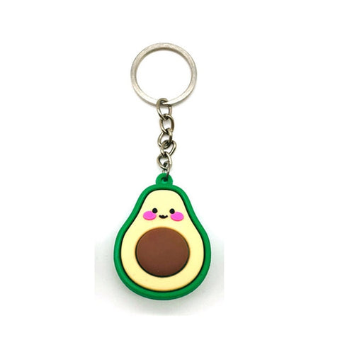 New Fashion Simulation Fruit Avocado Smile-shaped Keychain 3D Soft Resin Avocado Key Chains Jewelry Fashion Wedding Party Gift