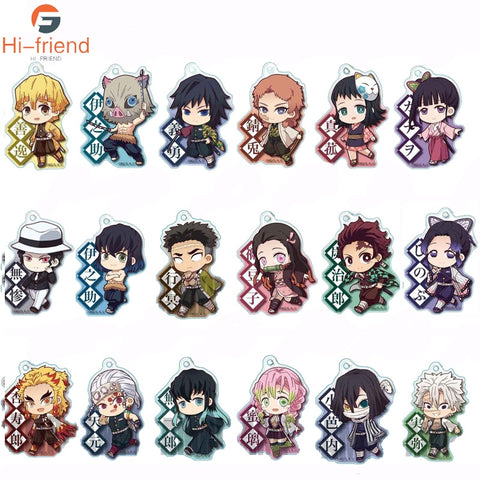 Anime Demon Slayer Kimetsu no Yaiba Two-sided Keychain Tanjirou Nezuko Zenitsu Inosuke Cosplay Acrylic Key Chain for Fans Gift