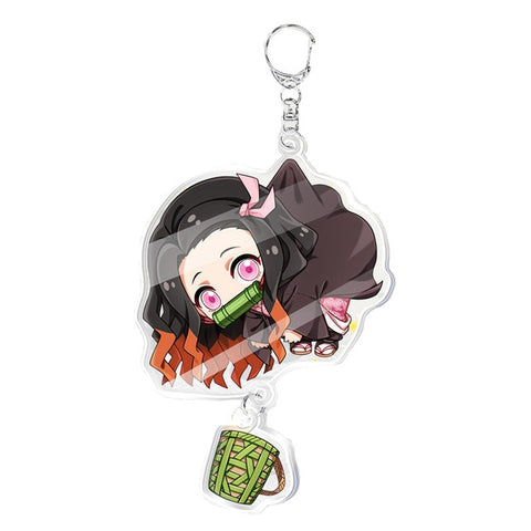 Anime Demon Slayer Kimetsu no Yaiba Two-sided Keychain Tanjirou Nezuko Zenitsu Inosuke Cosplay Acrylic Key Chain for Fans Gift