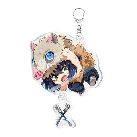 Anime Demon Slayer Kimetsu no Yaiba Two-sided Keychain Tanjirou Nezuko Zenitsu Inosuke Cosplay Acrylic Key Chain for Fans Gift