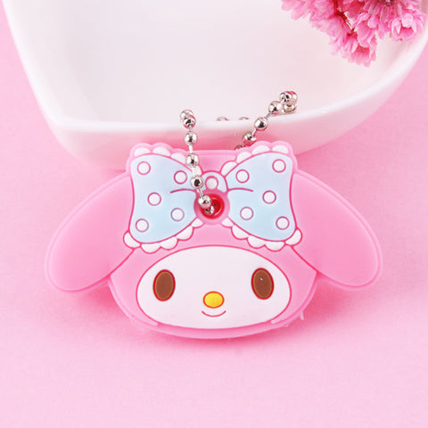 Cute Cartoon Keychain Silicone Stitch Protective Key Case Cover for Key Control Dust Cap Holder Gift Women Key Chain