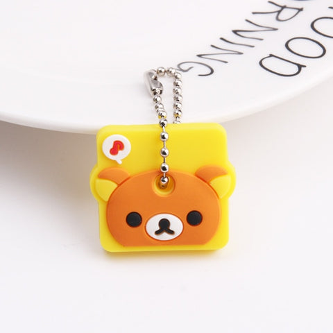 Cute Cartoon Keychain Silicone Stitch Protective Key Case Cover for Key Control Dust Cap Holder Gift Women Key Chain