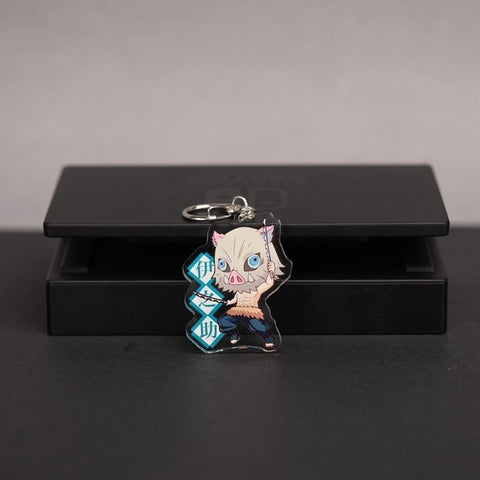 Anime Demon Slayer Acrylic Keychain Cute Brinco Blade Of Ghost Key Chain Kamado Tanjirou Cosplay Pompom Yaiba Keyring Pendant