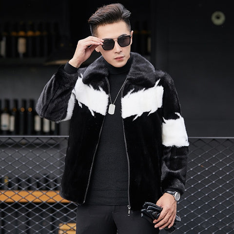 Men's Fur Coat Real Mink Fur Jacket Hooded Plus Size Mens Mink Coat Short Luxury Jackets Men Natural Fur Coats KJ1404