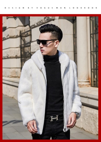 2020 Mens Mink Coat Real Fur Coat Men Winter Natural Mink Fur Jacket Hooded White Korean Jackets Coats 95005 KJ3305