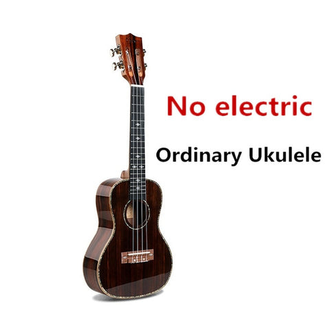 Ukulele 21 24 26 Inches All Ebony Mini Electri Soprano Concert Tenor Acoustic Guitars 4 Strings Ukelele Pickup Travel Guitar