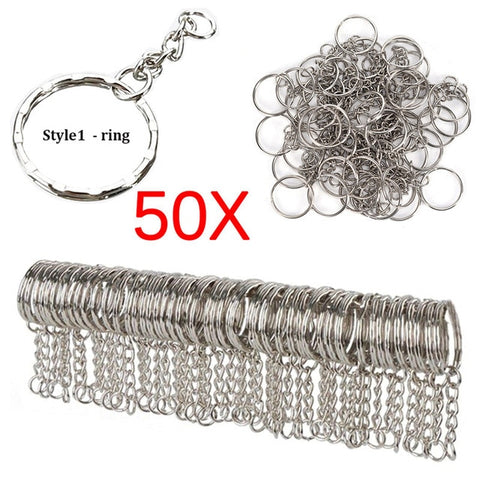 Silver Plated Metal Blank Keyring Keychain Split Ring Keyfob Key Holder Rings Women Men DIY Key Chains Accessories