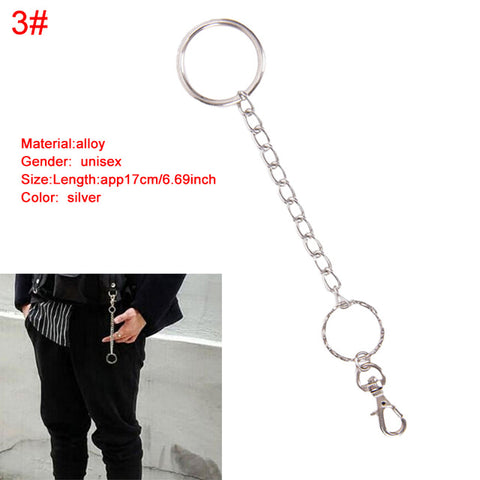 Metal Trousers Pant Chain Wallet Belt Rock Punk Jeans Keychain Silver Ring Clip Keyring HipHop Trendy Jewelry New