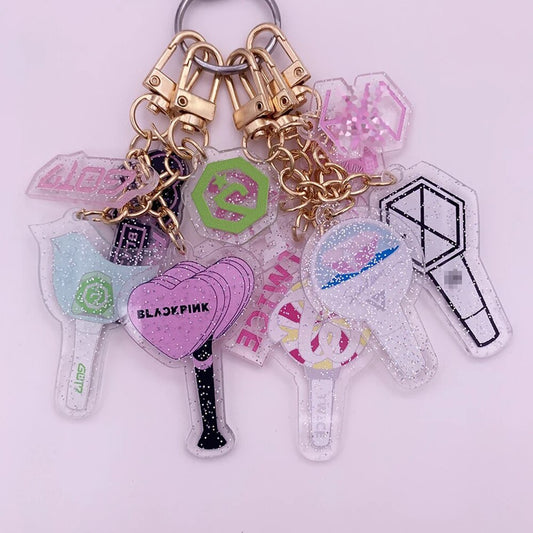 Kpop Acrylic Keychain BLACKPINK GOT7 IZONE SEVENTEEN TWICE ROSE Keyrings Fashion Car Phone Key chains Pendant Accessories