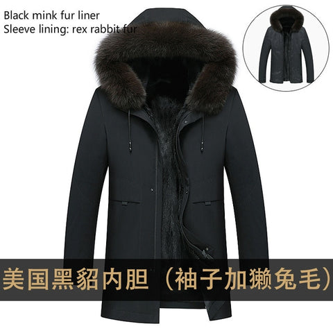 Mens Fur Parka Real Mink Fur Coat Men Winter Jacket Fox Fur Collar Warm Mens Mink Jackets Long Parkas M18D9817173 KJ1547