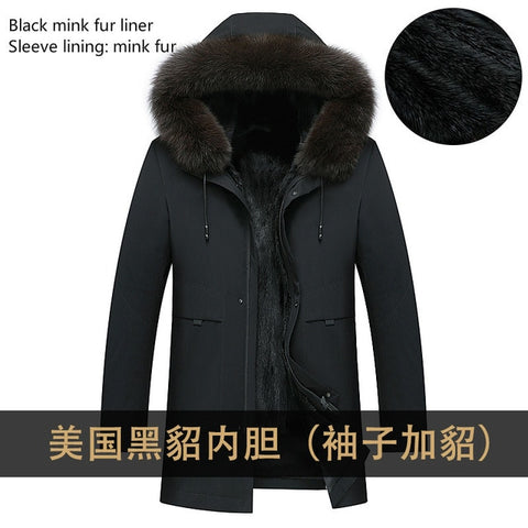 Mens Fur Parka Real Mink Fur Coat Men Winter Jacket Fox Fur Collar Warm Mens Mink Jackets Long Parkas M18D9817173 KJ1547