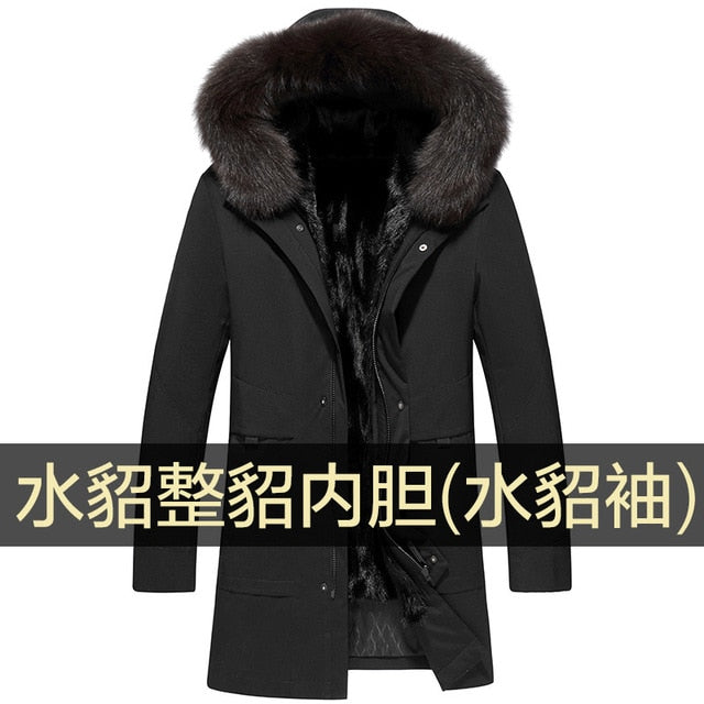 Winter Real Fur Coat Men Parka Fox Fur Collar Jacket Mink Fur Liner Warm Parkas Men Overcoat Fur Jacket 26-9817173 YY322