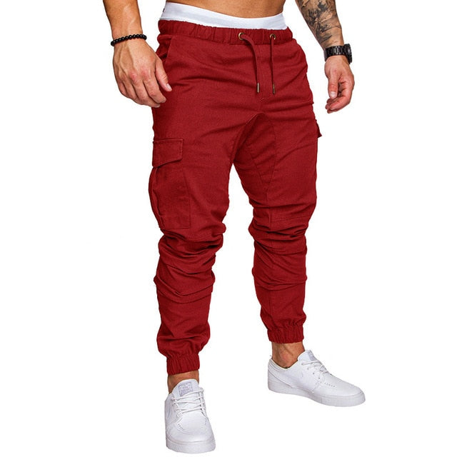 Men Casual Joggers Pants Solid Thin Cargo Sweatpants Male Multi-pocket Trousers New Mens Sportswear Hip Hop Harem Pencil Pants