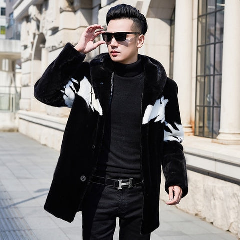 Natural Mink Fur Coat Men Winter Jacket Hooded Real Fur Coat Fashion Warm Luxury Mens Mink Jackets 2020 KJ3309