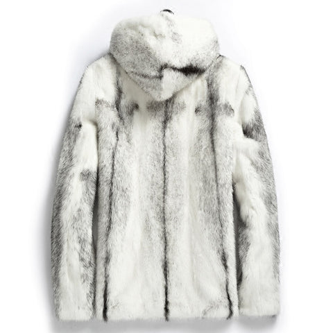 Real Mink Fur Coat Men Warm Winter Jacket Hooded Short Natural Fur White Luxury Coat Mens Mink Jackets KJ1509