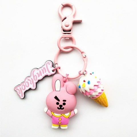 Cartoon Acrylic Key Chains Bag Pendant Fashion Creative BT21 Key Chain Bang-tan Boys K-pop Key Buckle Accessories Gift