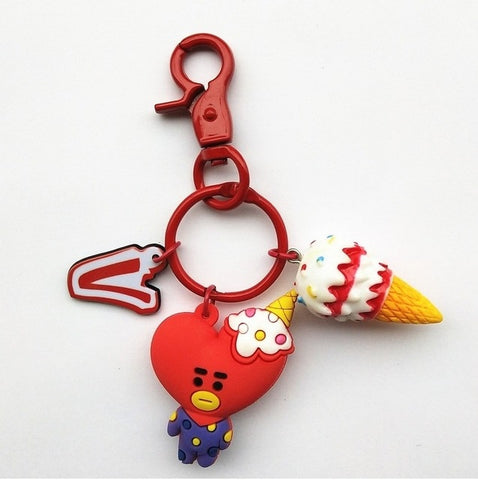 Cartoon Acrylic Key Chains Bag Pendant Fashion Creative BT21 Key Chain Bang-tan Boys K-pop Key Buckle Accessories Gift