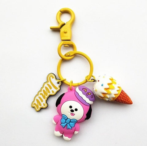 Cartoon Acrylic Key Chains Bag Pendant Fashion Creative BT21 Key Chain Bang-tan Boys K-pop Key Buckle Accessories Gift