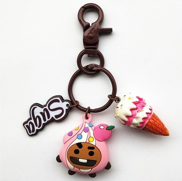 Cartoon Acrylic Key Chains Bag Pendant Fashion Creative BT21 Key Chain Bang-tan Boys K-pop Key Buckle Accessories Gift