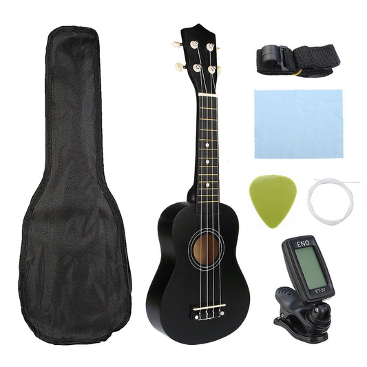 21 inch Ukelele Soprano 4 Strings Hawaiian Spruce Basswood Guitar Musical Instrument Set Kits+Tuner+String+Strap+Bag