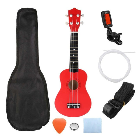 21 inch Ukelele Soprano 4 Strings Hawaiian Spruce Basswood Guitar Musical Instrument Set Kits+Tuner+String+Strap+Bag