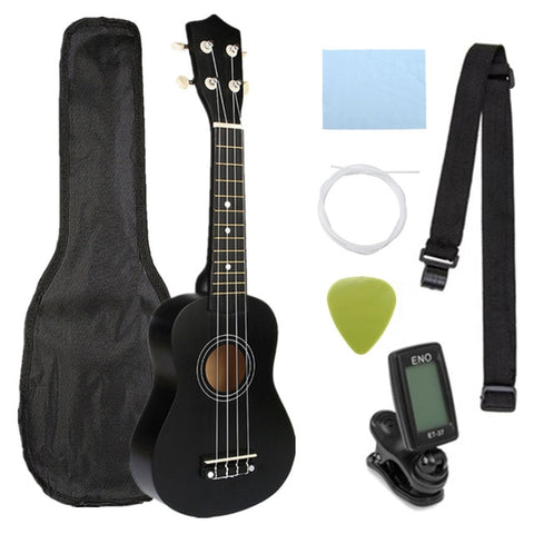 21 inch Ukelele Soprano 4 Strings Hawaiian Spruce Basswood Guitar Musical Instrument Set Kits+Tuner+String+Strap+Bag